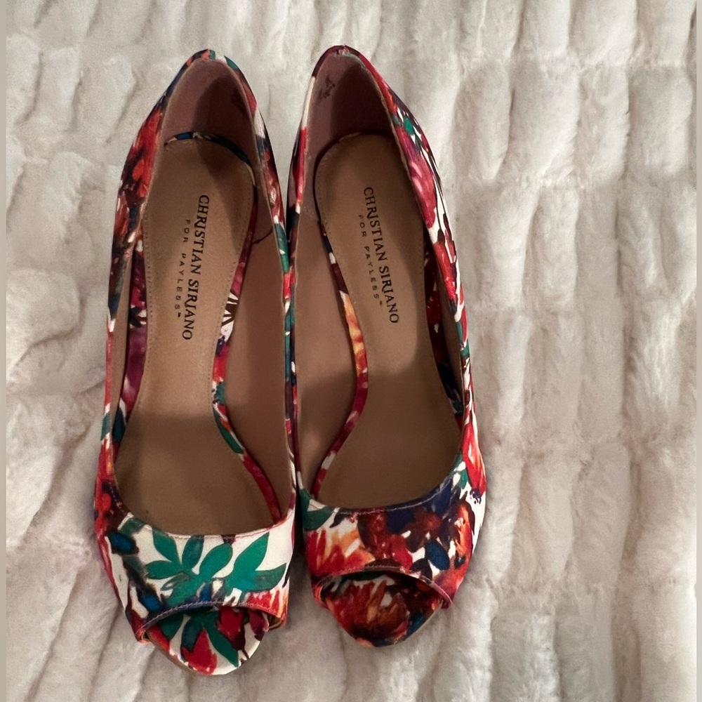 Christian Siriano floral heels size 8W - Picture 6 of 13